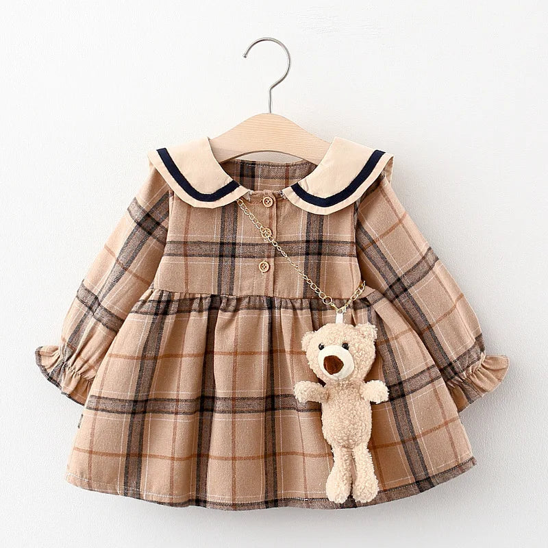 2024 Fall Newborn Baby Girl Dress Clothes Toddler Girls Princess Plaid Birthday Dresses For Infant Baby Clothing 0-2y Vestidos