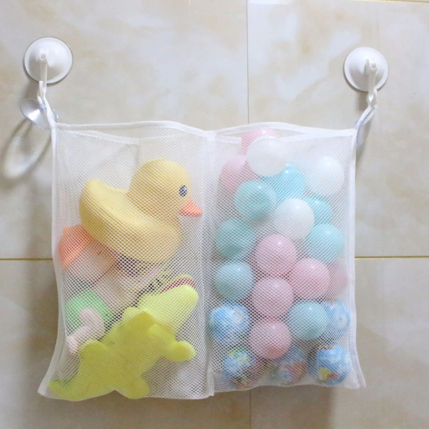 Baby Mesh Net Game Bag Multifunction Bath Toy Organizer Bathroom Shower Products Drying Storage Strong Suction Cups with Hooks