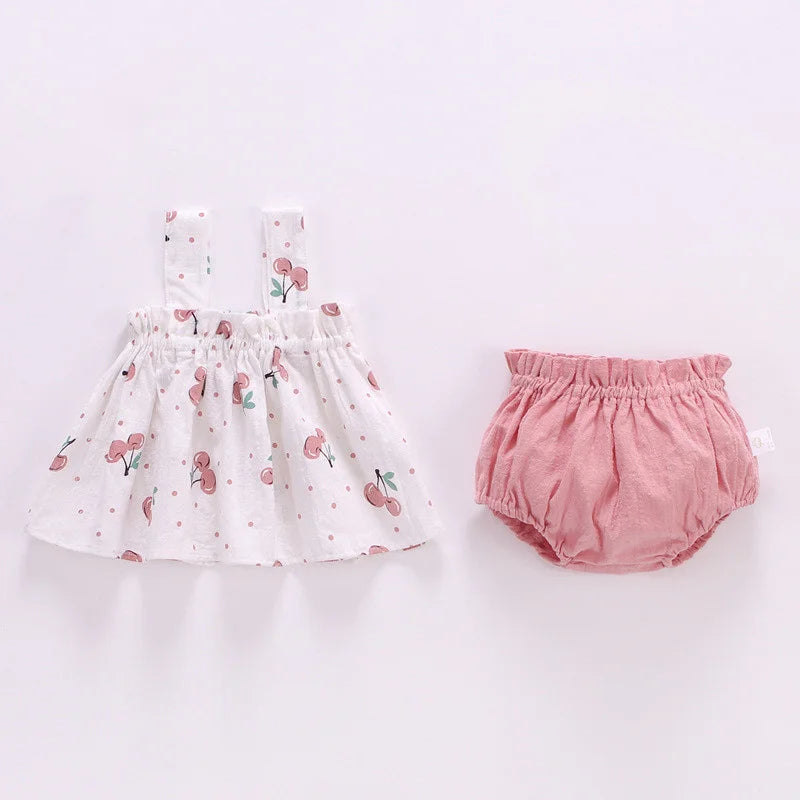 Lawadka Summer Thin Newborn Baby Clothes For Girls Set Print Mini Dress And PP Shorts 2Pcs Set Infant Baby Clothing Outfit 2024