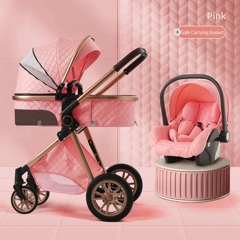 2024 New baby stroller High landscape 3 in 1 baby carriage Luxury Pushchair Baby Cradel Infant Carrier kinderwagen car 2in1