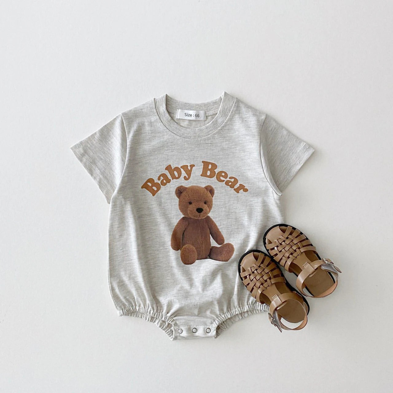 2024 Korean Summer Baby Boy Romper Outfit Organic Cotton Bear Print T shirts Romper 3month Infant Clothing Baby Girl Bodysuit