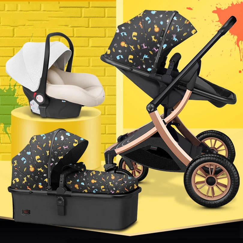 2024 NEW baby stroller 3 in 1 High Landscape Stroller Reclining Baby Carriage Foldable Stroller Baby Bassinet Puchair Newborn