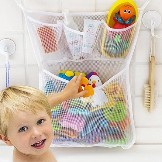 Baby Mesh Net Game Bag Multifunction Bath Toy Organizer Bathroom Shower Products Drying Storage Strong Suction Cups with Hooks