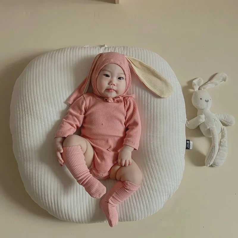 2024 Newborn Infant Baby Boy Girl Bunny Hooded Rabbit Ear Jumpsuit Clothes Plush Tail Baby Clothes Newborn Infant Romper EY08172