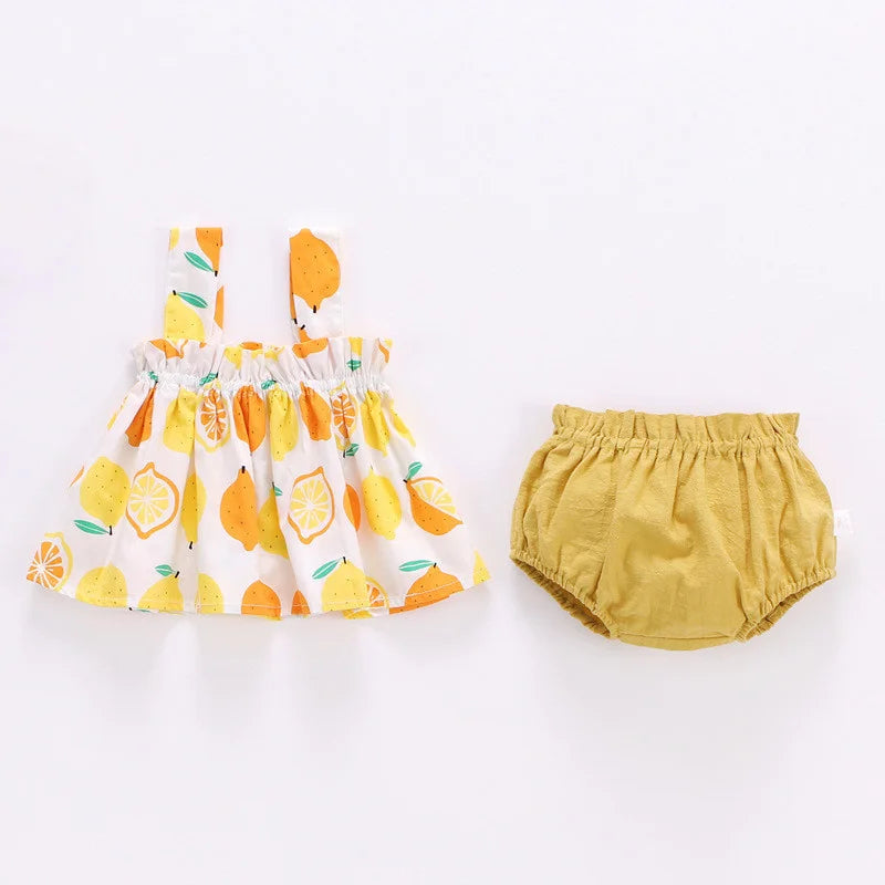 Lawadka Summer Thin Newborn Baby Clothes For Girls Set Print Mini Dress And PP Shorts 2Pcs Set Infant Baby Clothing Outfit 2024