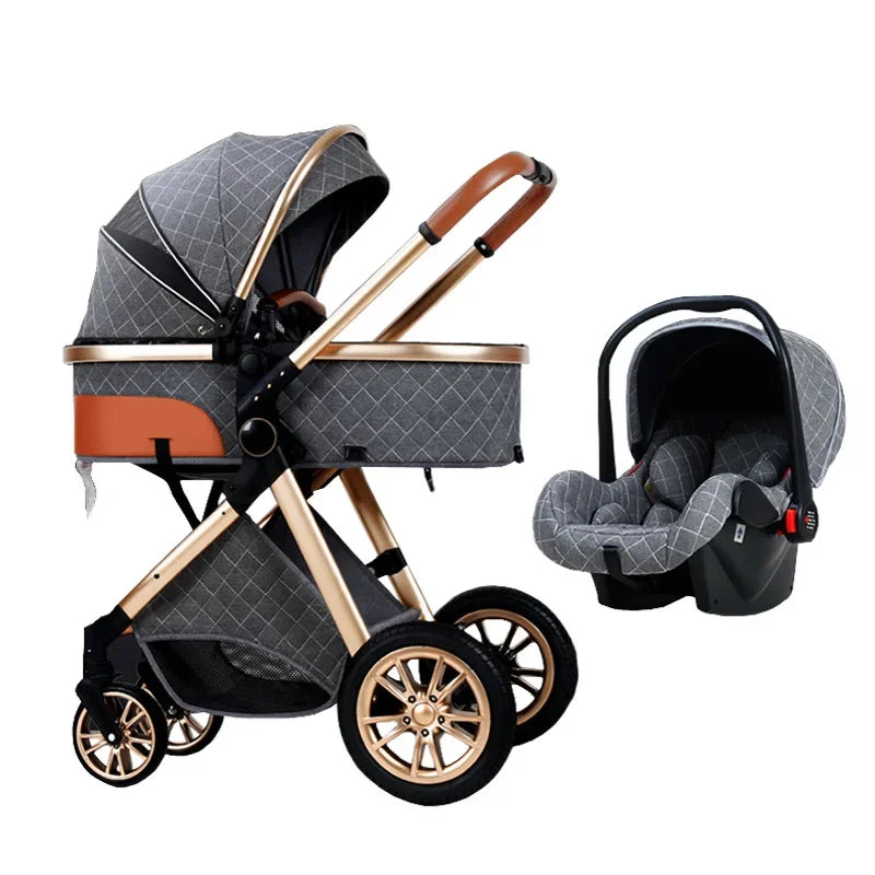 2024 New baby stroller High landscape 3 in 1 baby carriage Luxury Pushchair Baby Cradel Infant Carrier kinderwagen car 2in1